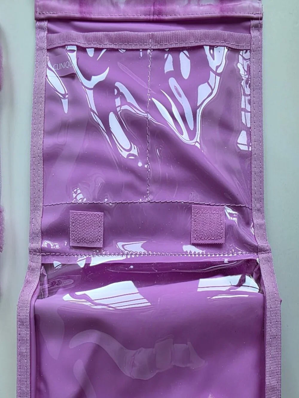 NEW Clinique Tri-Fold Travel Cosmetic Case Tie Dye Pink Purple Foldable Mesh GWP